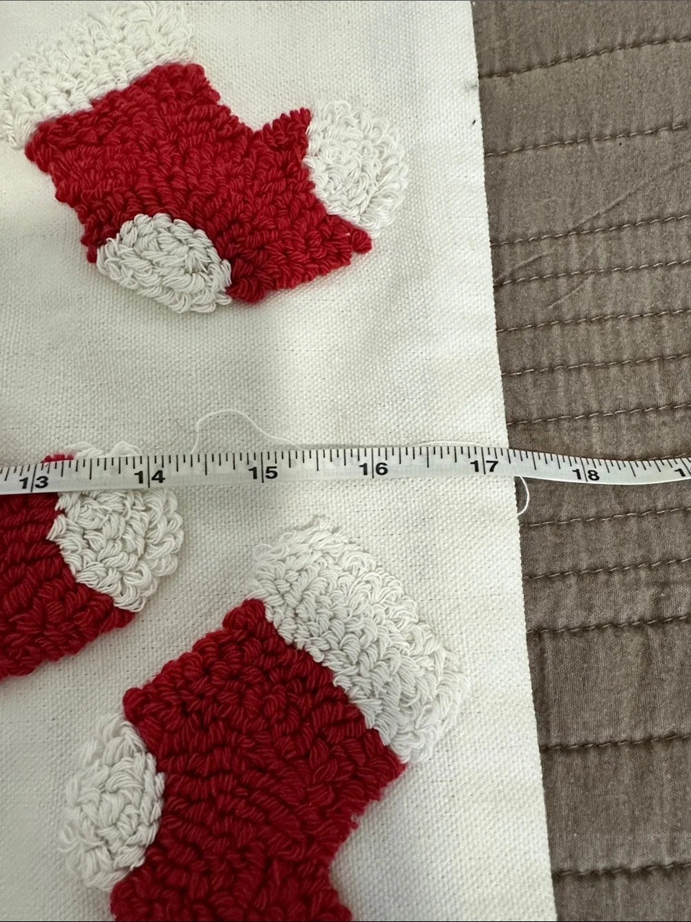 Christmas Festive Red & White Holiday Stocking pillow cast 17” square set of 2